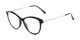 Angle of The Cosette in Black/Silver, Women's Cat Eye Reading Glasses