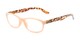 Angle of The Cybil in Pink/Tortoise, Women's Rectangle Reading Glasses