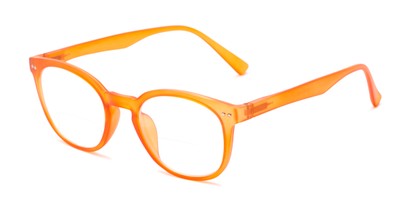 Angle of The Cyrus Bifocal in Matte Orange, Women's and Men's Round Reading Glasses