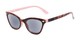 Angle of The Daffodil Reading Sunglasses in Tortoise/Pink with Smoke, Women's Cat Eye Reading Sunglasses
