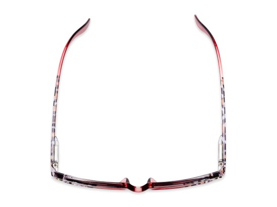 Overhead of The Daffodil Reading Sunglasses in Red/Leopard with Smoke