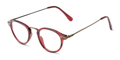 Angle of The Daffron in Dark Red with Gold, Women's and Men's Retro Square Reading Glasses