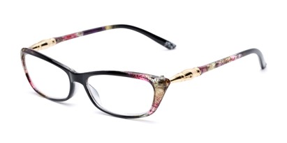 Angle of The Dahlia in Black/Floral Fade, Women's Cat Eye Reading Glasses