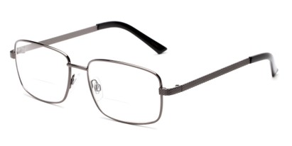 Angle of The Dale Bifocal in Glossy Grey, Women's and Men's Rectangle Reading Glasses