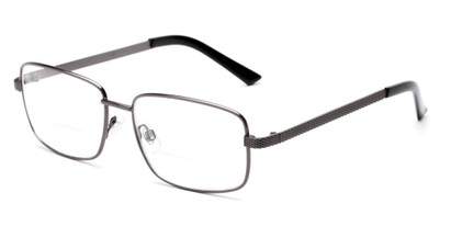 Angle of The Dale Bifocal in Matte Grey, Women's and Men's Rectangle Reading Glasses