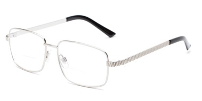 Angle of The Dale Bifocal in Silver, Women's and Men's Rectangle Reading Glasses