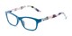 Angle of The Darlene in Blue/Floral, Women's Rectangle Reading Glasses