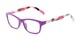 Angle of The Darlene in Purple/Floral, Women's Rectangle Reading Glasses