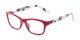 Angle of The Darlene in Red/Floral, Women's Rectangle Reading Glasses