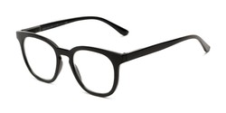 Angle of The Decker in Black, Women's Retro Square Reading Glasses