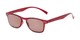 Angle of The Declan Flexible Reading Sunglasses in Red with Amber, Women's and Men's Retro Square Reading Sunglasses