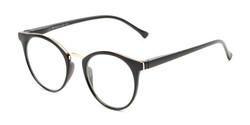 Angle of The Dewey in Black/Gold, Women's and Men's Round Reading Glasses