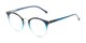 Angle of The Dewey in Blue Fade/Gold, Women's and Men's Round Reading Glasses