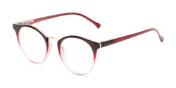 Angle of The Dewey in Red Fade/Gold, Women's and Men's Round Reading Glasses