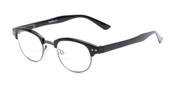 Angle of The Dunlap Bifocal in Black/Silver, Women's and Men's Browline Reading Glasses