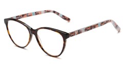 Angle of The Eden Signature Reader in Brown/Pink Tortoise, Women's Cat Eye Reading Glasses