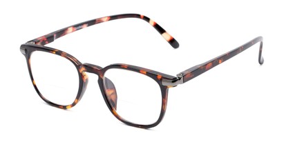Angle of The Eggers Bifocal in Brown Tortoise, Women's and Men's Retro Square Reading Glasses