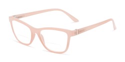 Angle of The Eiffel Bifocal in Glossy Pink, Women's Cat Eye Reading Glasses