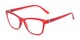 Angle of The Eiffel Bifocal in Frosted Red, Women's Cat Eye Reading Glasses