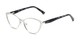 Angle of The Electra in Silver/Black Tortoise, Women's Cat Eye Reading Glasses