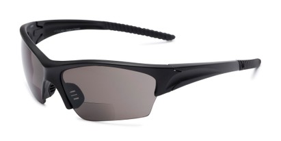 Angle of The Elijah Bifocal Reading Sunglasses in Black with Smoke, Men's Sport & Wrap-Around Reading Sunglasses