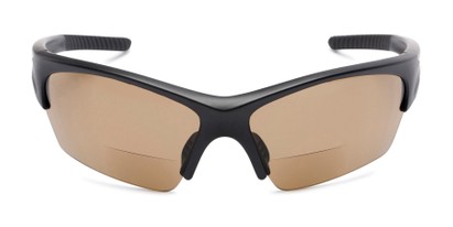 Front of The Elijah Bifocal Reading Sunglasses in Black with Amber