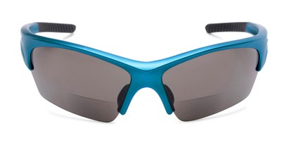 Front of The Elijah Bifocal Reading Sunglasses in Blue with Smoke