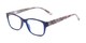 Angle of The Emily in Blue/Paisley, Women's Rectangle Reading Glasses