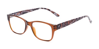 Angle of The Emily in Brown/Paisley, Women's Rectangle Reading Glasses