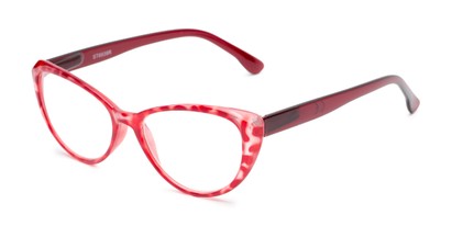 Angle of The Ethel in Red Leopard, Women's Cat Eye Reading Glasses