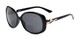 Angle of The Evelyn Bifocal Reading Sunglasses in Black with Smoke, Women's Square Reading Sunglasses