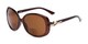 Angle of The Evelyn Bifocal Reading Sunglasses in Brown with Amber, Women's Square Reading Sunglasses