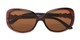 Folded of The Evelyn Bifocal Reading Sunglasses in Brown with Amber