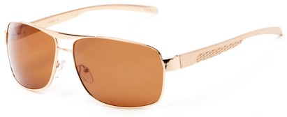 Angle of The Argo Unmagnified Sunglasses in Gold with Amber, Women's and Men's Aviator Sunglasses
