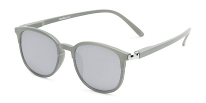 Angle of The Fallon Reading Sunglasses in Grey with Silver Mirror, Women's and Men's Round Reading Sunglasses