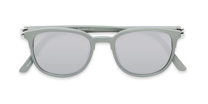 Folded of The Fallon Reading Sunglasses in Grey with Silver Mirror
