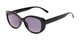 Angle of The Firefly Reading Sunglasses in Black with Smoke, Women's Oval Reading Sunglasses