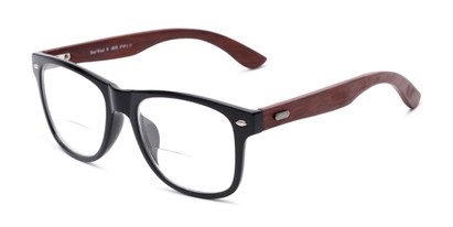 Angle of The Fitzgerald Recycled Wood Bifocal in Black/Brown, Women's and Men's Retro Square Reading Glasses