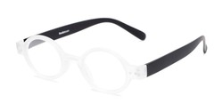 Angle of The Flamingo in Clear/Black, Women's and Men's Round Reading Glasses