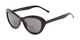 Angle of The Flossie Bifocal Reading Sunglasses in Black with Smoke, Women's Cat Eye Reading Sunglasses