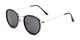 Angle of The Foley Reading Sunglasses in Black/Silver with Smoke, Women's and Men's Round Reading Sunglasses