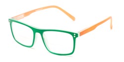 Angle of The Frannie Bifocal in Green/Orange, Women's Rectangle Reading Glasses