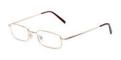 Angle of The Freeland in Glossy Gold, Women's and Men's Rectangle Reading Glasses