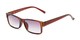 Angle of The Fuller Reading Sunglasses in Glossy Brown with Smoke, Women's and Men's Rectangle Reading Sunglasses