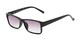 Angle of The Fuller Reading Sunglasses in Glossy Black with Smoke, Women's and Men's Rectangle Reading Sunglasses