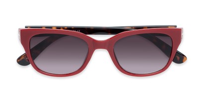 Folded of The Gaines Reading Sunglasses in Red/Tortoise with Smoke