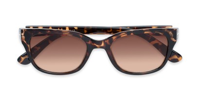 Folded of The Gaines Reading Sunglasses in Tortoise with Amber