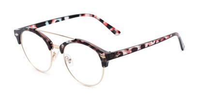Angle of The Gillespie in Pink Tortoise, Women's Browline Reading Glasses