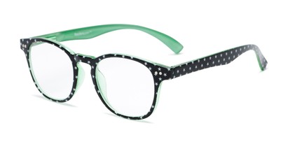 Angle of The Glory in Black Stars/Green, Women's Round Reading Glasses