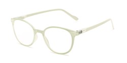 Angle of The Gretel in Mint Green, Women's Round Reading Glasses